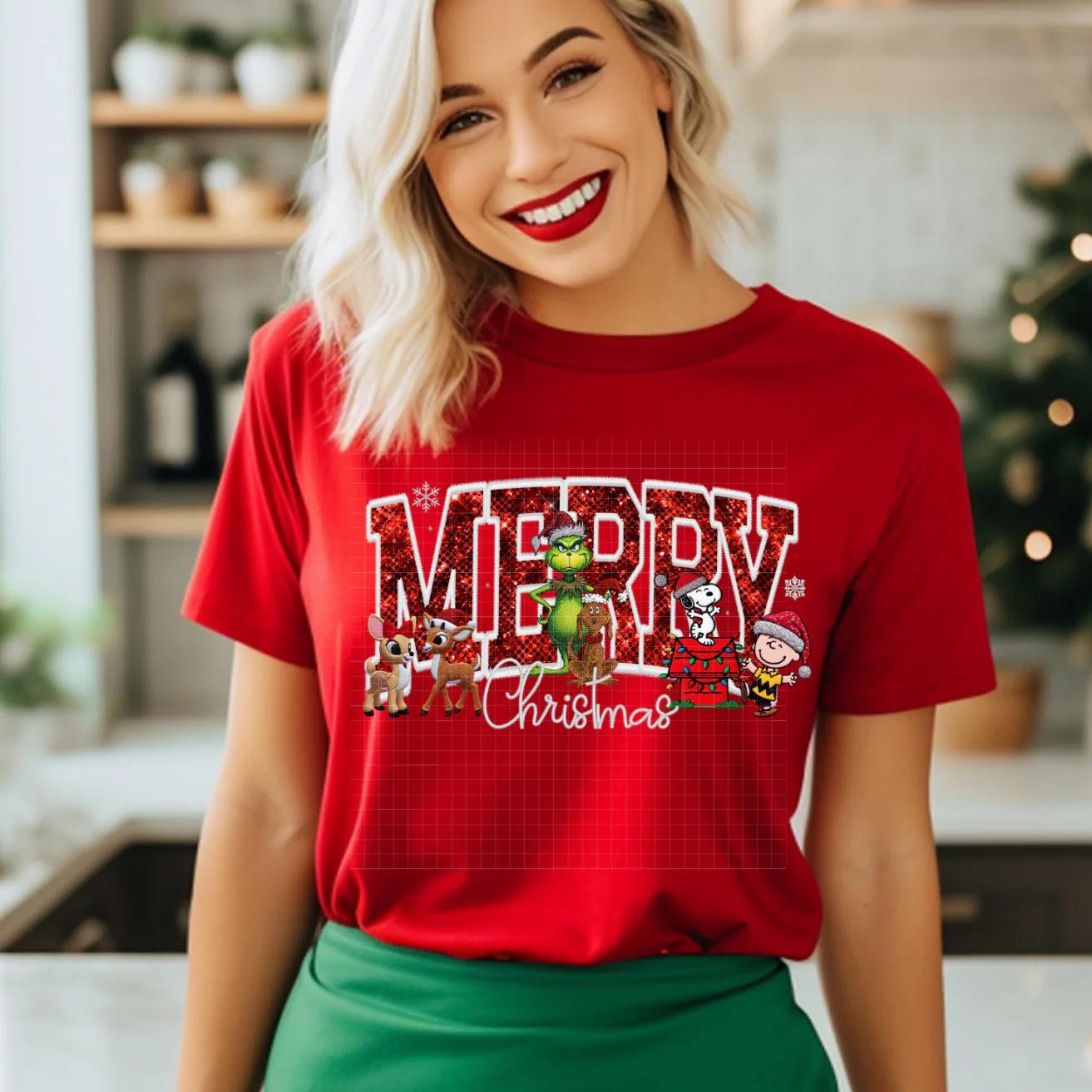 Faux Sequin Merry Christmas