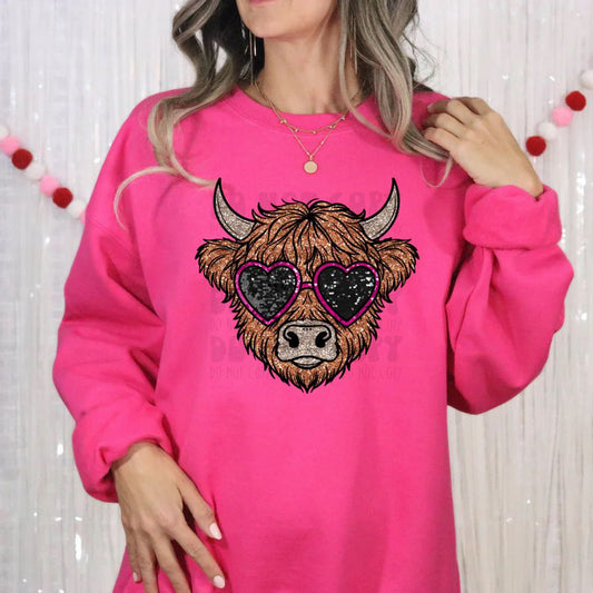 Faux Sparkle Highland Cow